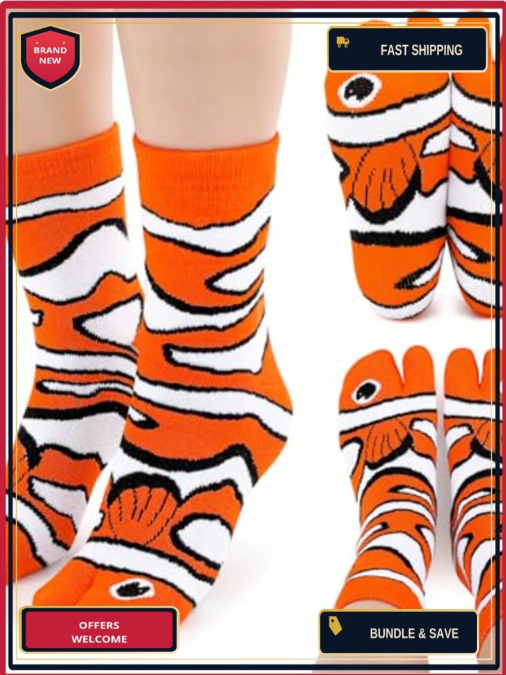 2 Pairs Novelty Animal Socks Cotton Toe Ankle Unisex Fun Gift
